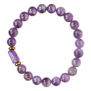 Amethyst Tumbler Bracelet for Women Men's Gifts - Protection Healing Crystal Bracelet - 8mm Gemstone Beaded Adjustable